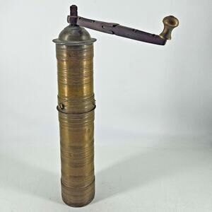 Large Antique Brass Turkish Coffee Grinder Pepper Spice Mill Unmarked 12"